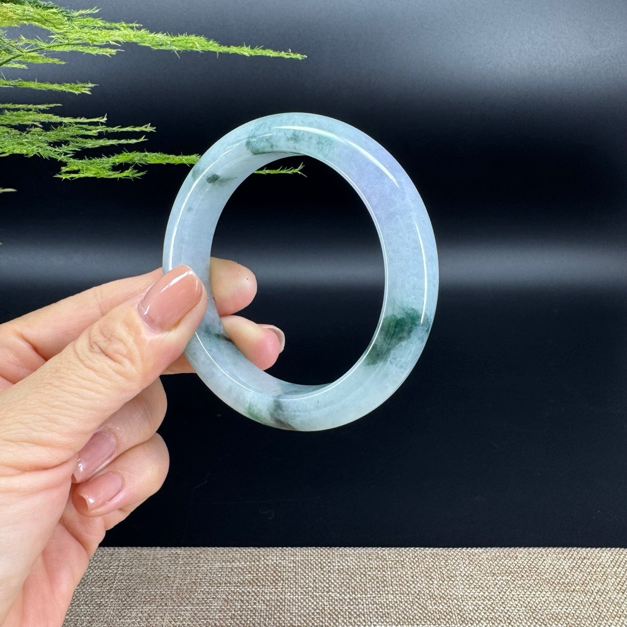 Genuine Burmese Lavender Green Jade Jadeite Bangle Bracelet ( 56mm )