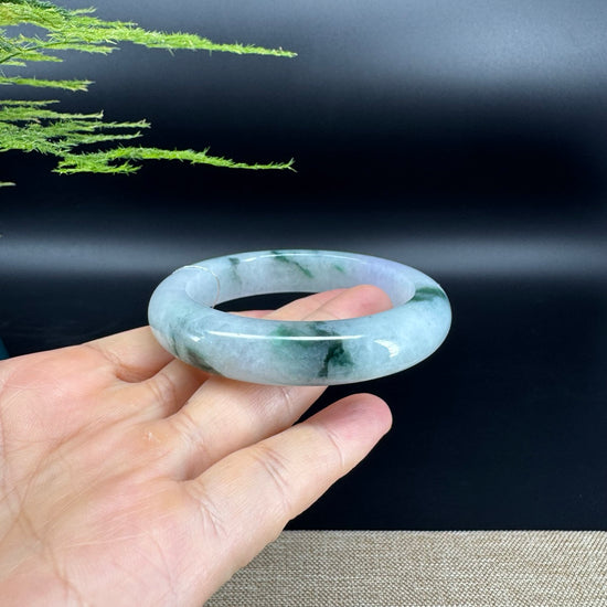 Genuine Burmese Lavender Green Jade Jadeite Bangle Bracelet ( 56mm )