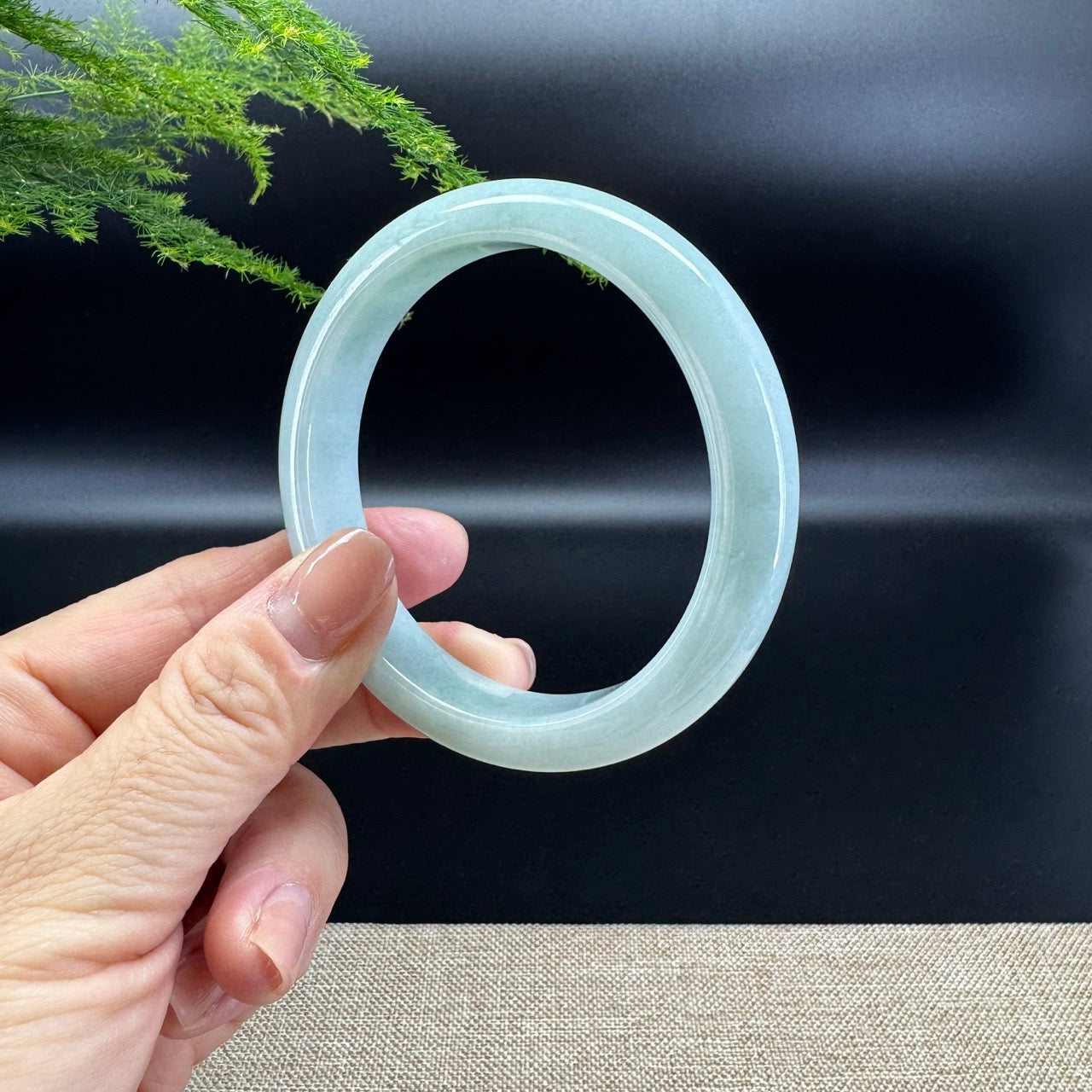 Genuine Burmese Apple Green Jade Jadeite Bangle Bracelet ( 58.5mm )