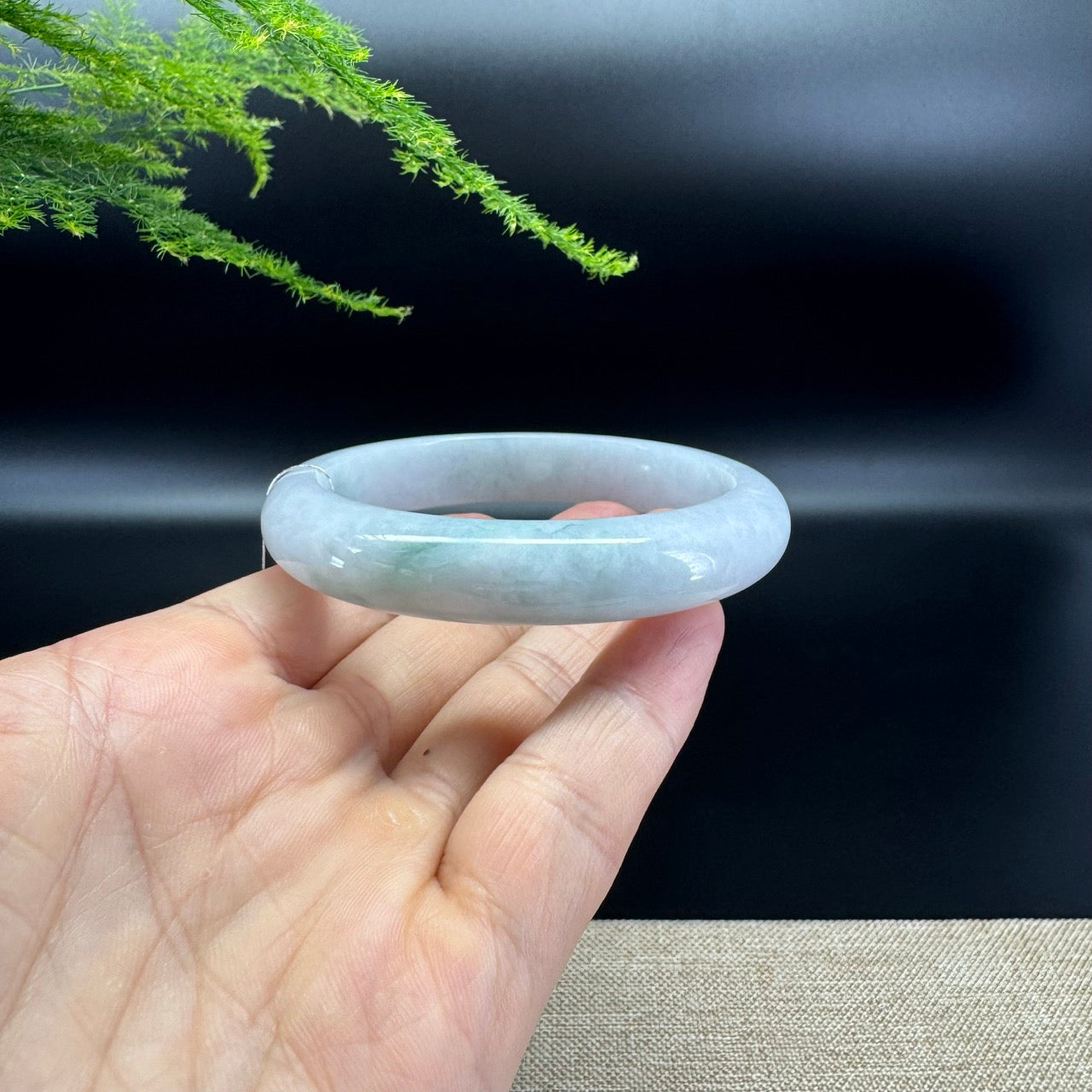 Genuine Burmese Icy Lavender Green Jade Jadeite Bangle Bracelet ( 58.9mm )