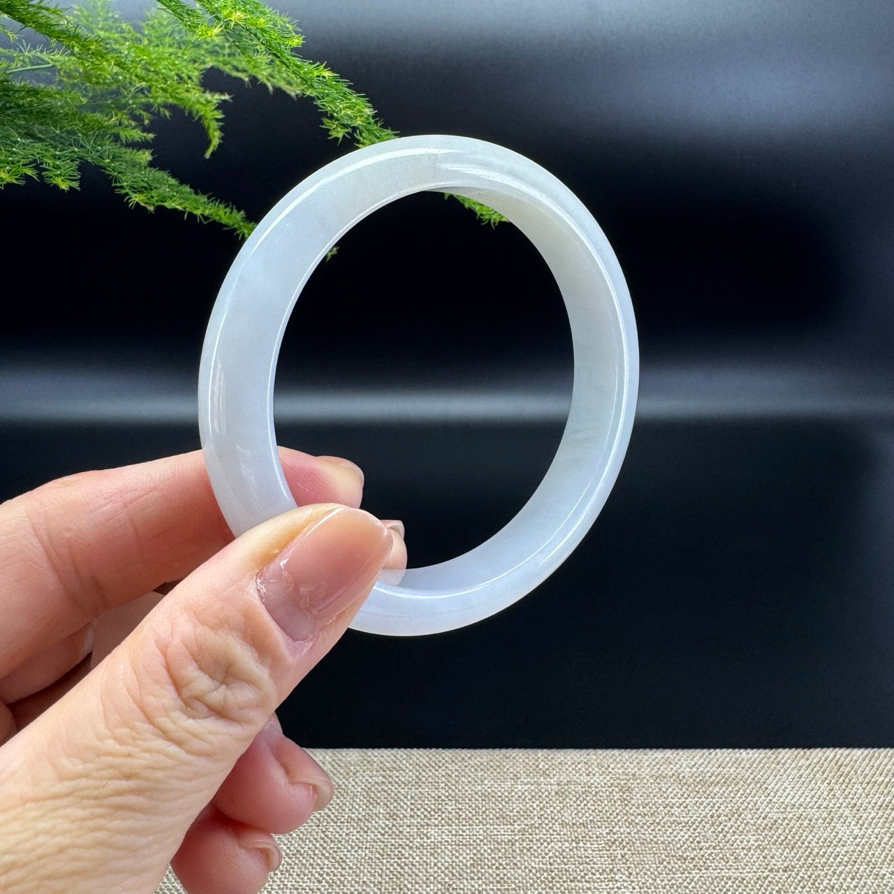 Genuine Burmese Lavender Green Jade Jadeite Bangle Bracelet ( 58.5mm )