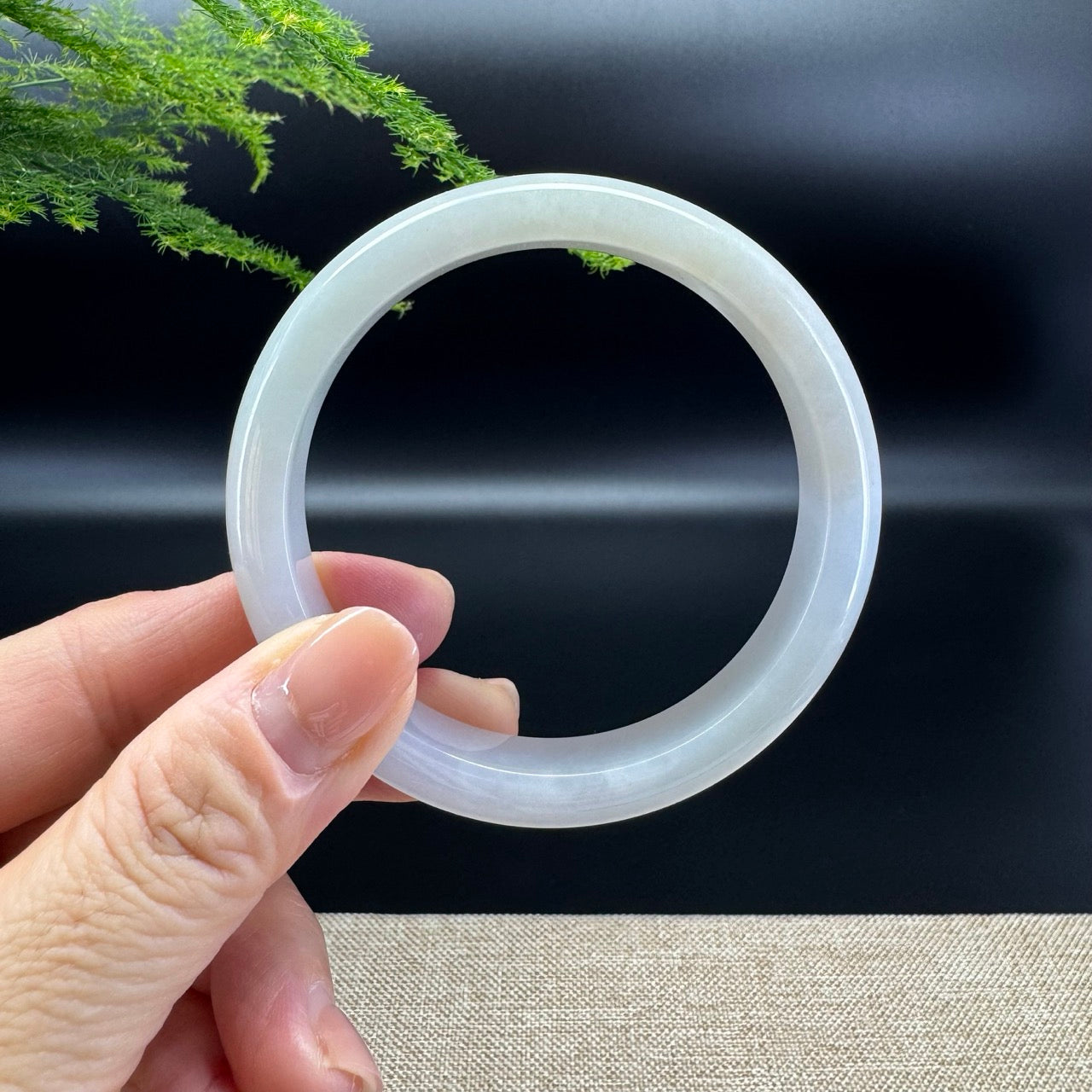 Genuine Burmese Lavender Green Jade Jadeite Bangle Bracelet ( 58.5mm )