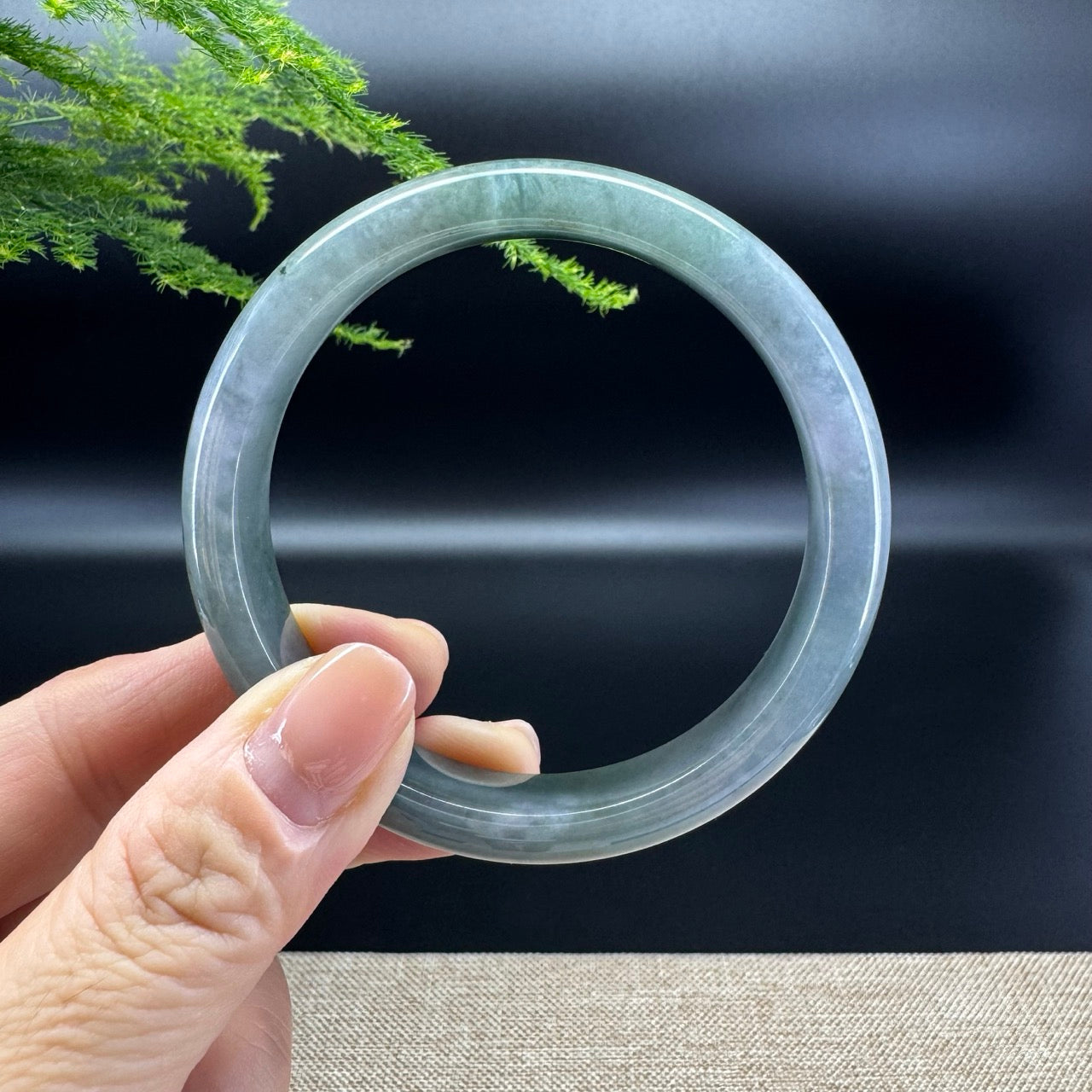 Genuine Burmese Lavender Green Jade Jadeite Bangle Bracelet ( 58.5mm )