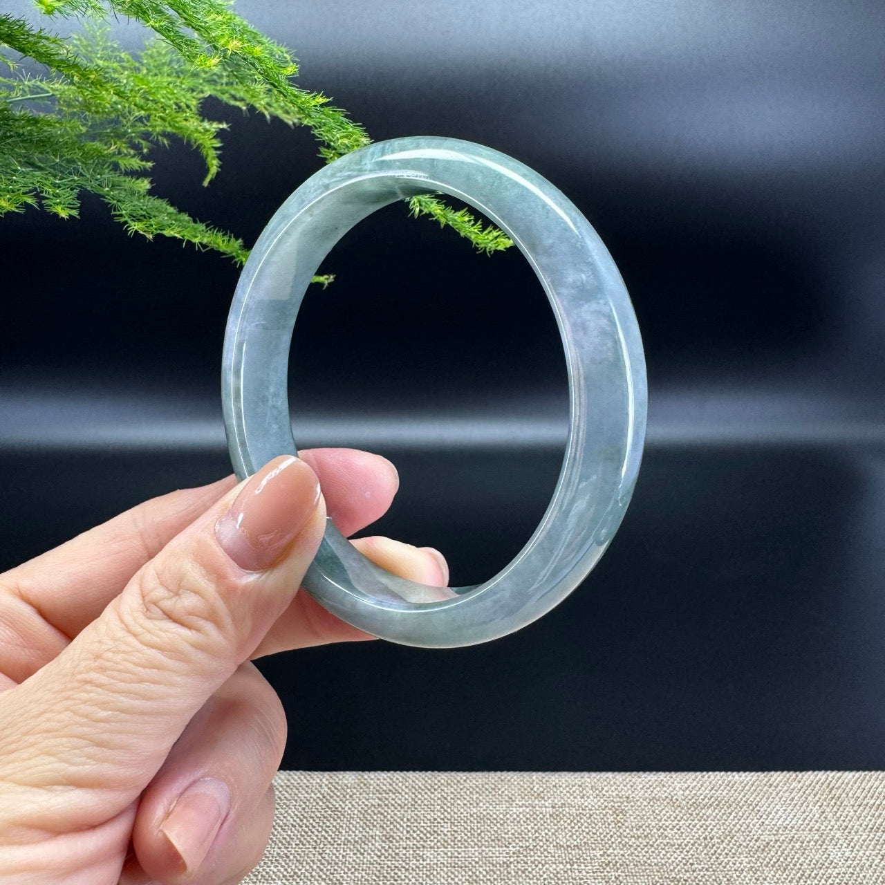 Genuine Burmese Lavender Green Jade Jadeite Bangle Bracelet ( 58.5mm )