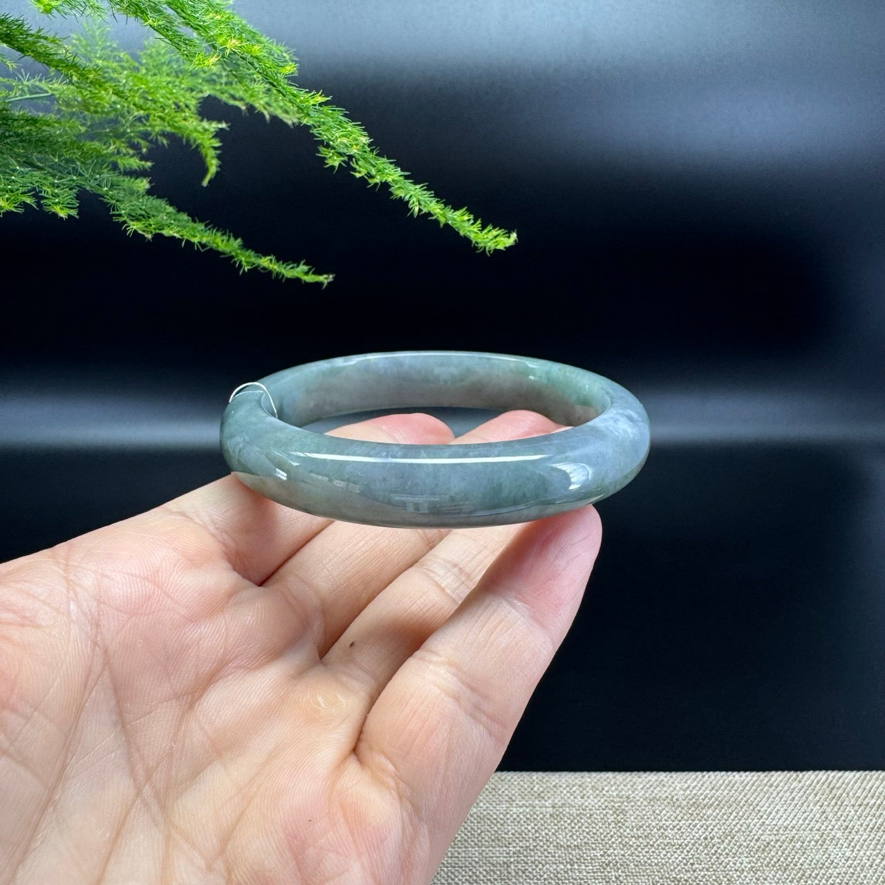Genuine Burmese Lavender Green Jade Jadeite Bangle Bracelet ( 58.5mm )