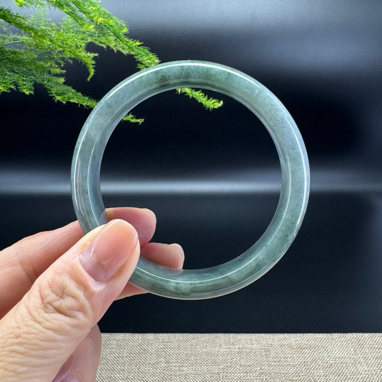 Genuine Burmese Lavender Green Jade Jadeite Bangle Bracelet ( 58.5mm )