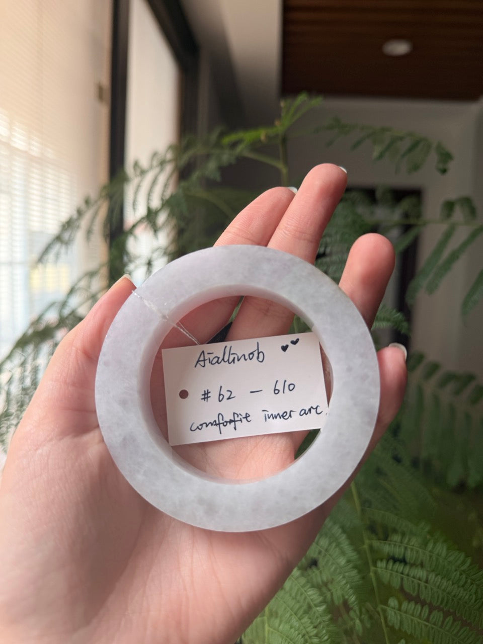 "Live" Natural Lavender Green Jadeite Jade Comforfit Bangle(05/17/26)