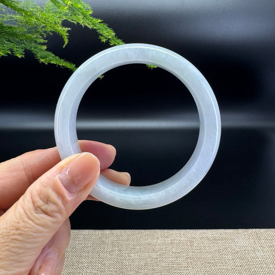 Genuine Burmese White Green Jade Jadeite Bangle Bracelet ( 58.9mm )