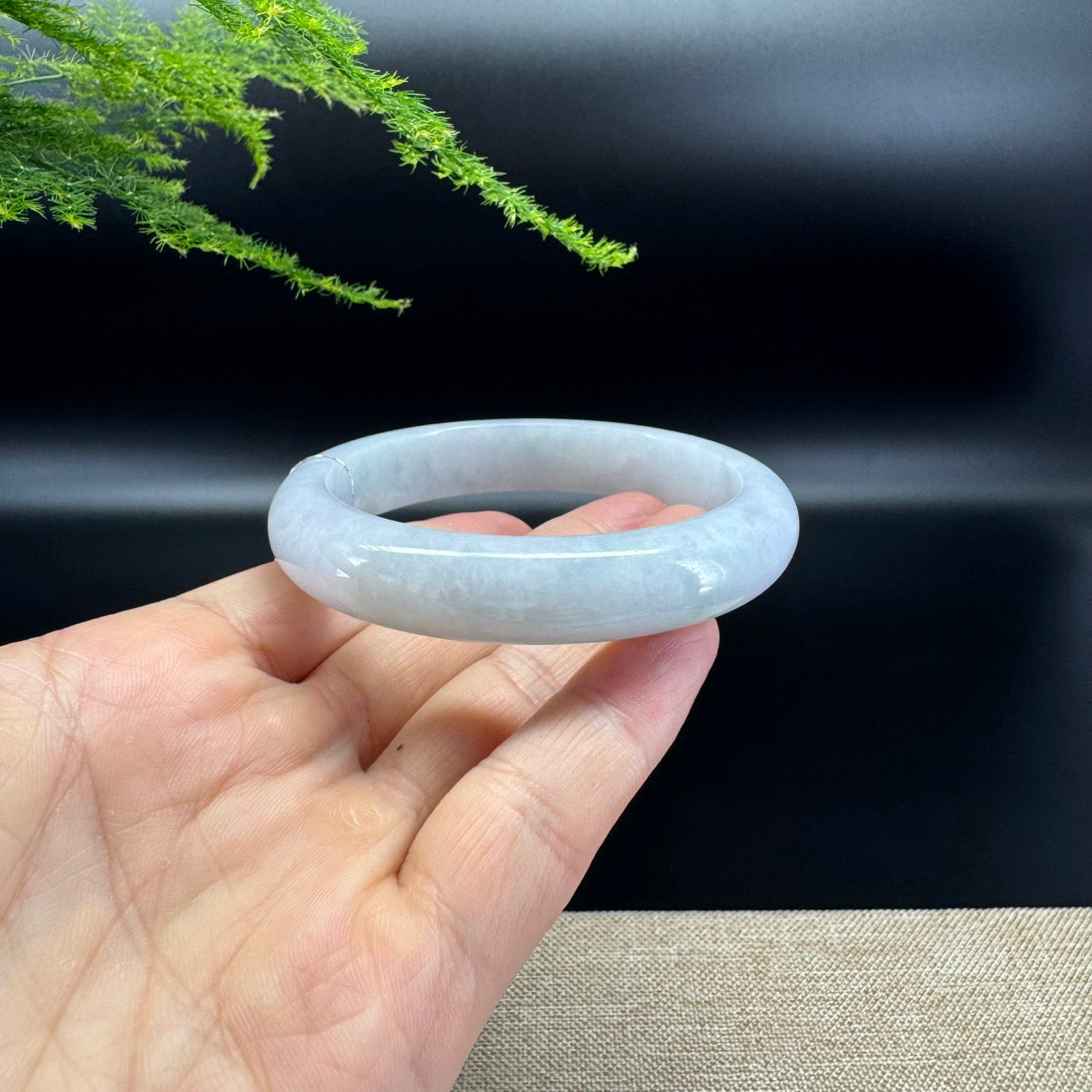 Genuine Burmese White Green Jade Jadeite Bangle Bracelet ( 58.9mm )