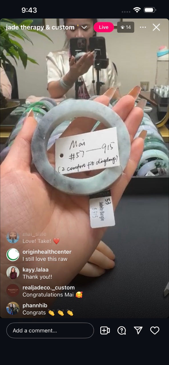 "Live" Natural  Matcha Chocolate Jadeite Jade Bangle(05/16/26)