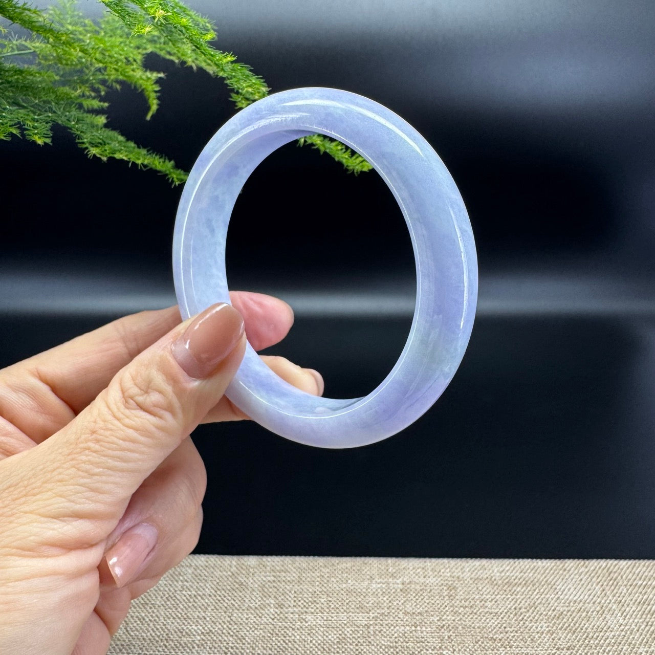 Genuine Burmese Lavender Green Jade Jadeite Bangle Bracelet (58.8mm)