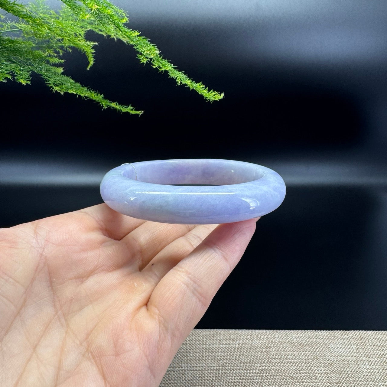 Genuine Burmese Lavender Green Jade Jadeite Bangle Bracelet (58.8mm)