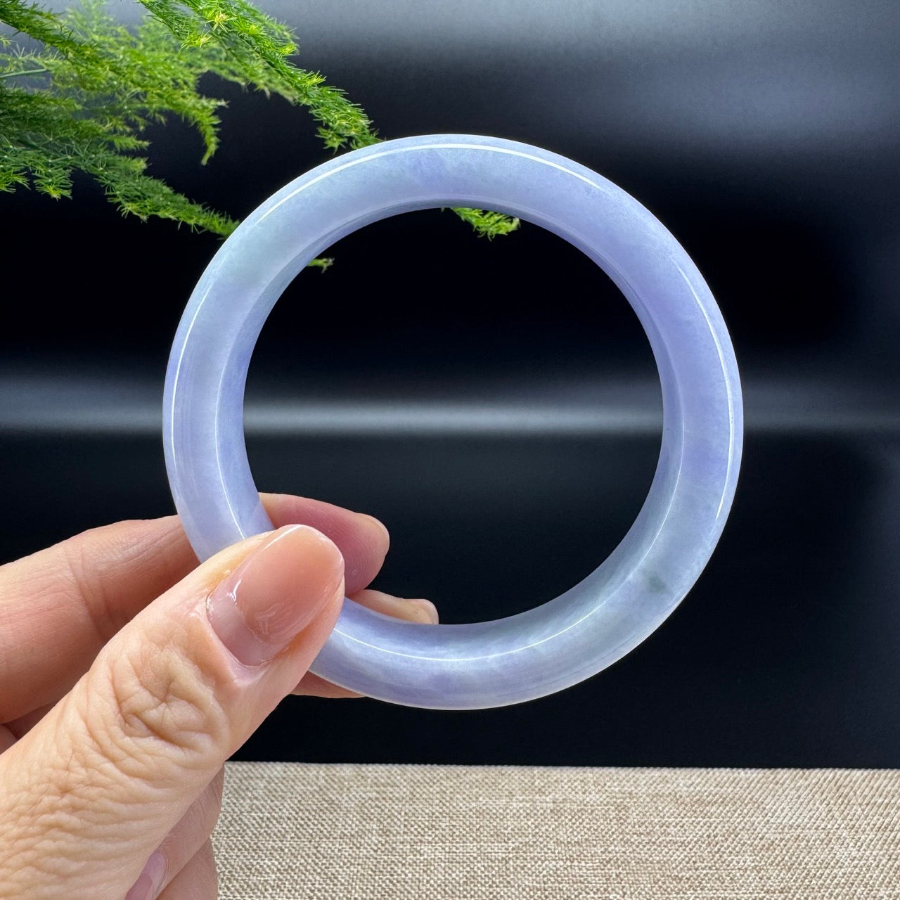 Genuine Burmese Lavender Green Jade Jadeite Bangle Bracelet (58.8mm)