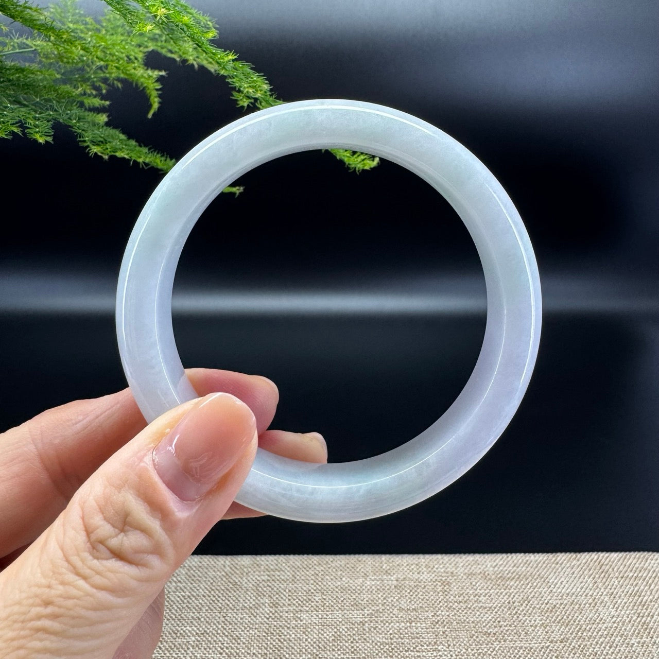 Genuine Burmese Lavender Green Jade Jadeite Bangle Bracelet ( 58.7mm )