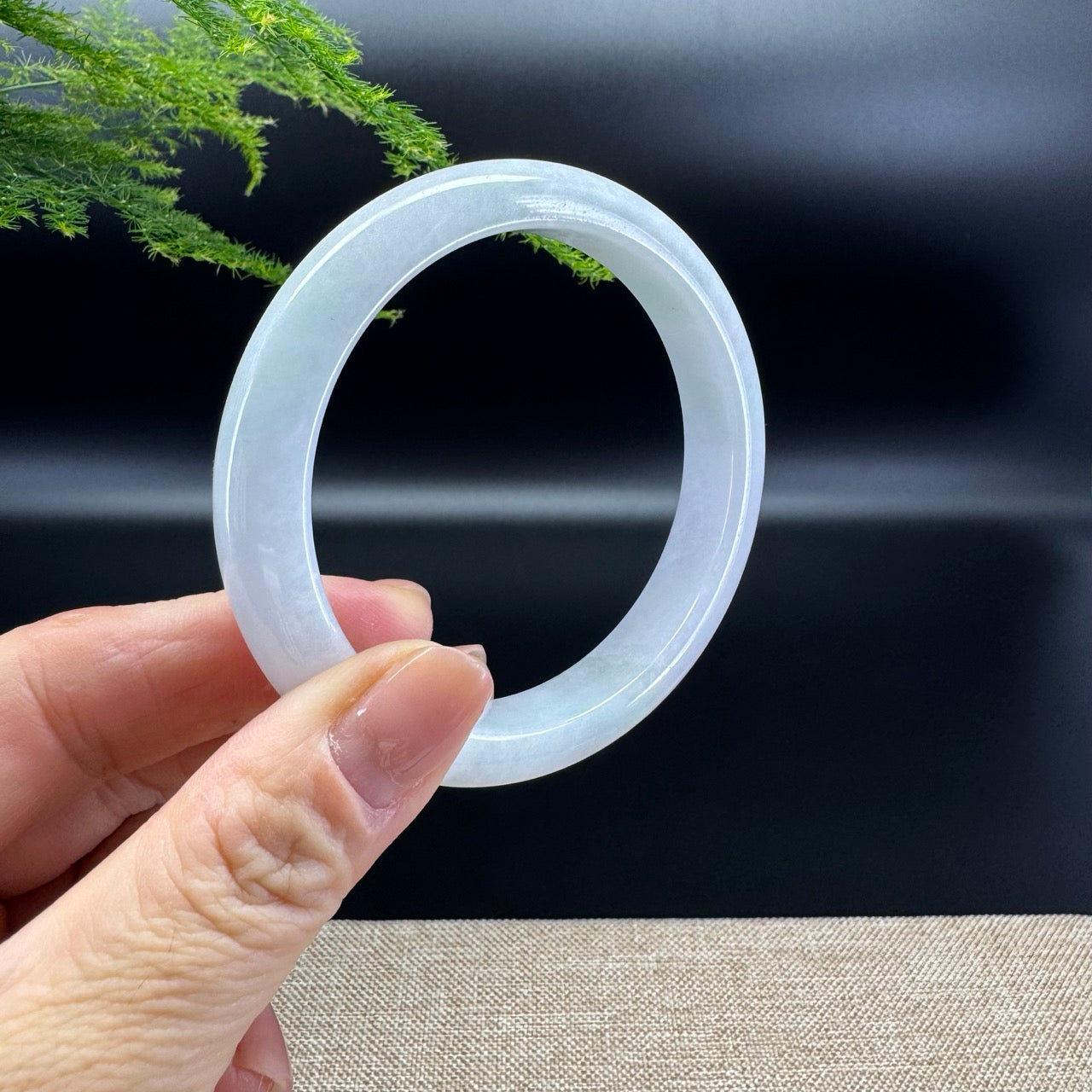 Genuine Burmese Lavender Green Jade Jadeite Bangle Bracelet ( 58.7mm )