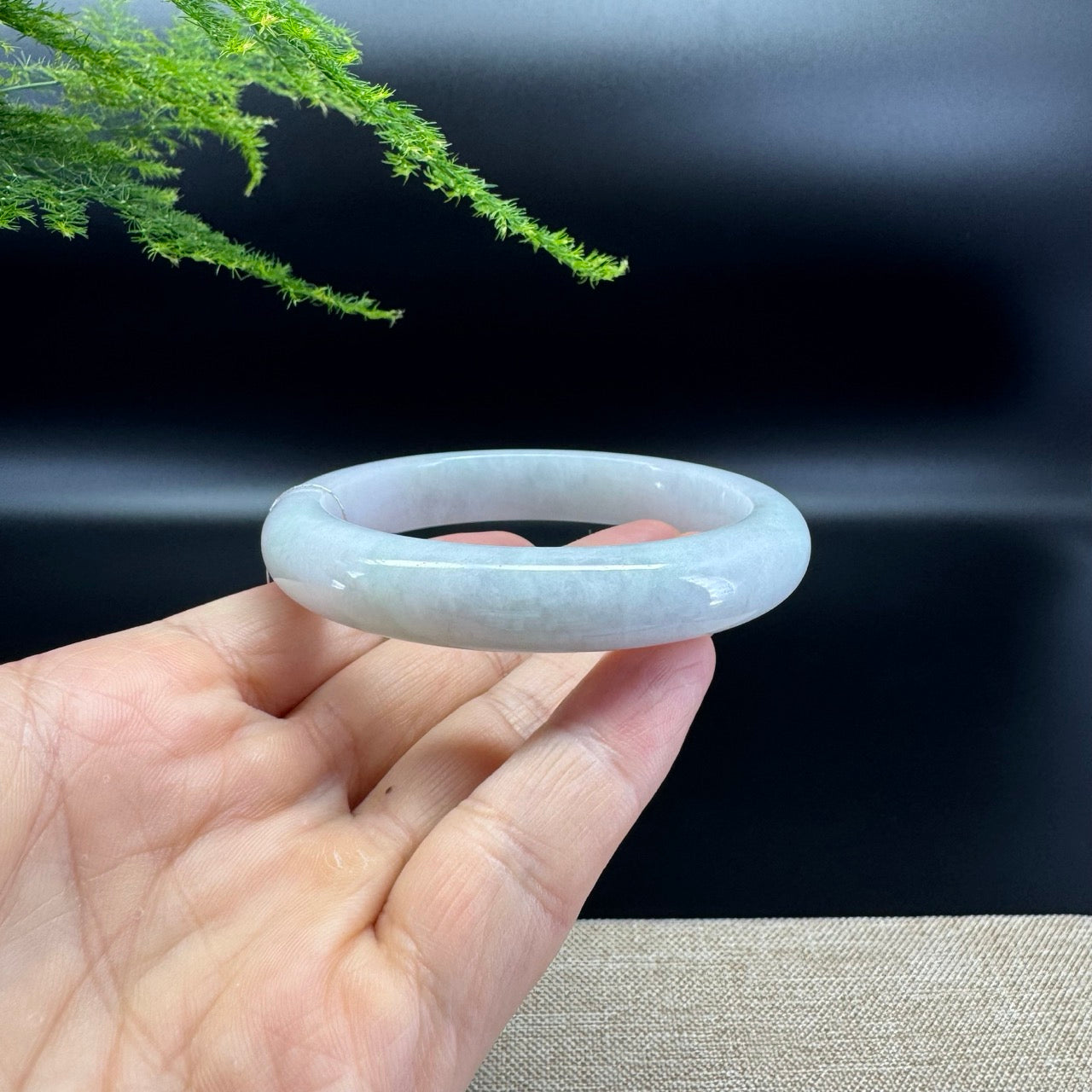 Genuine Burmese Lavender Green Jade Jadeite Bangle Bracelet ( 58.7mm )