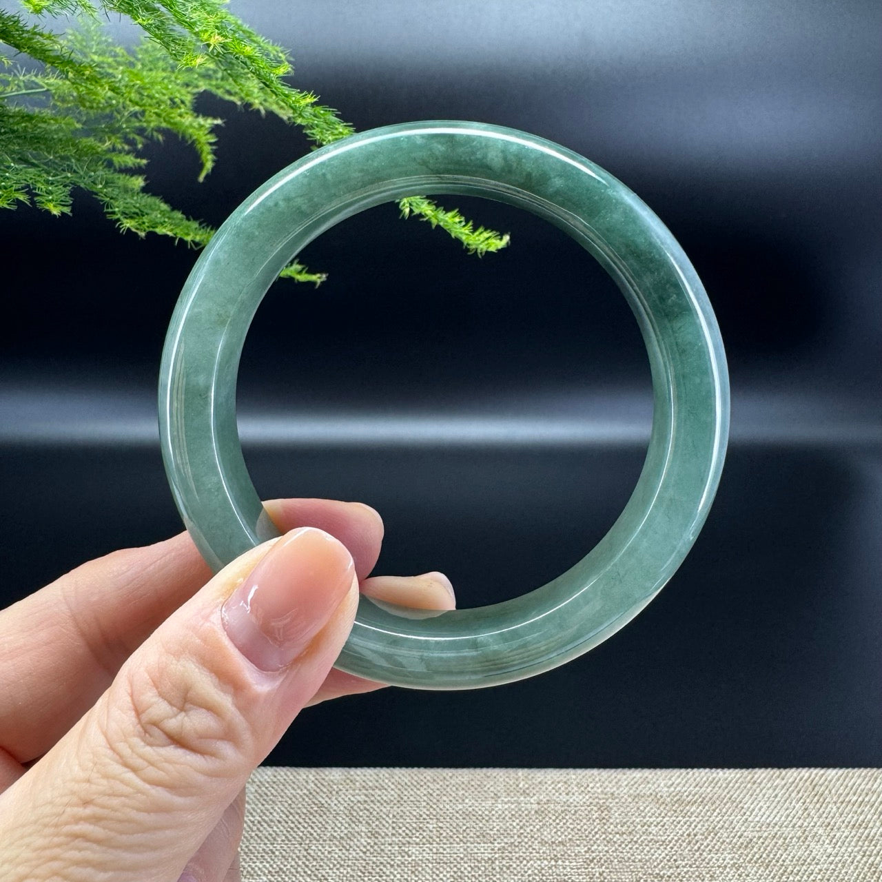 Genuine Burmese Oil Green Jade Jadeite Bangle Bracelet ( 58mm )