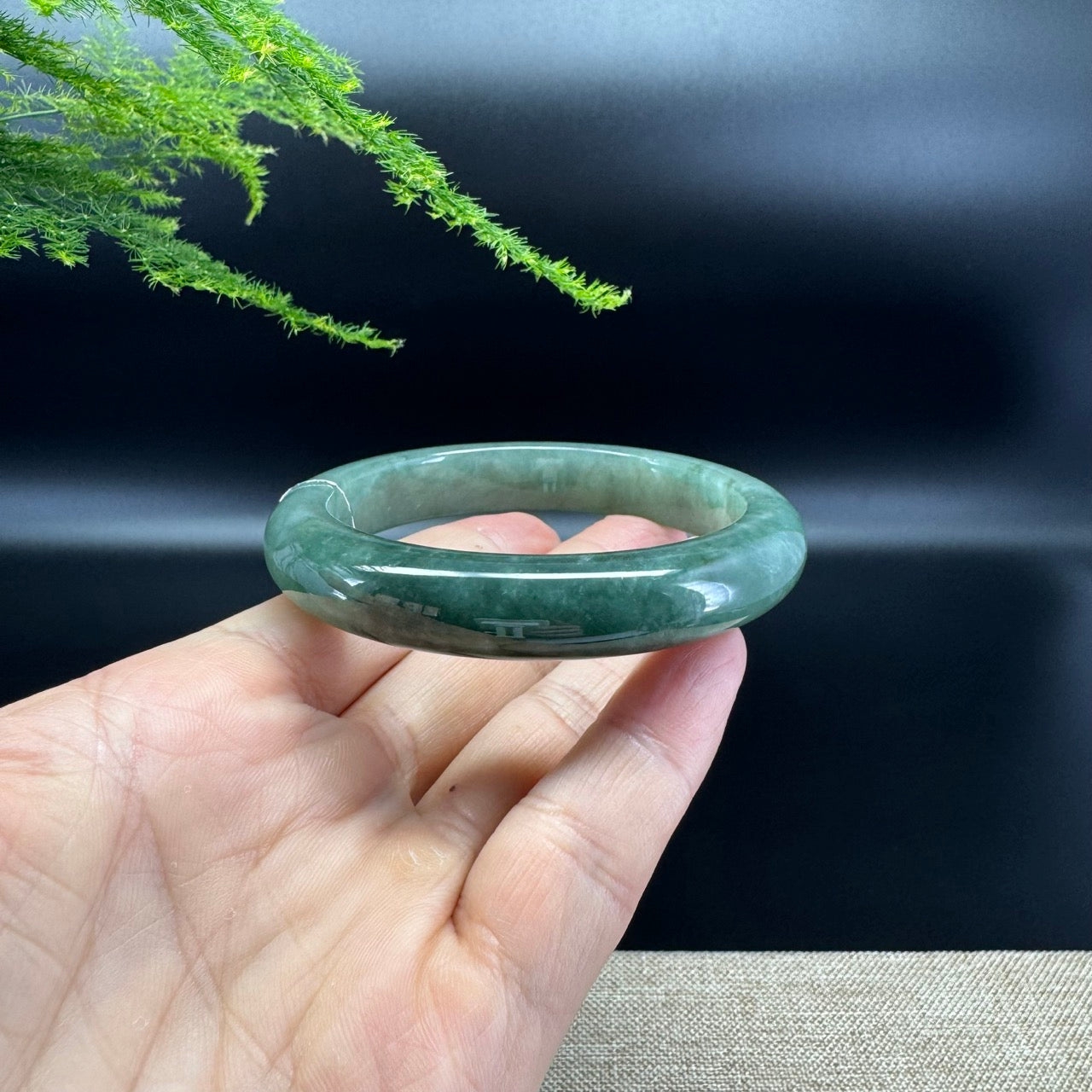 Genuine Burmese Oil Green Jade Jadeite Bangle Bracelet ( 58mm )