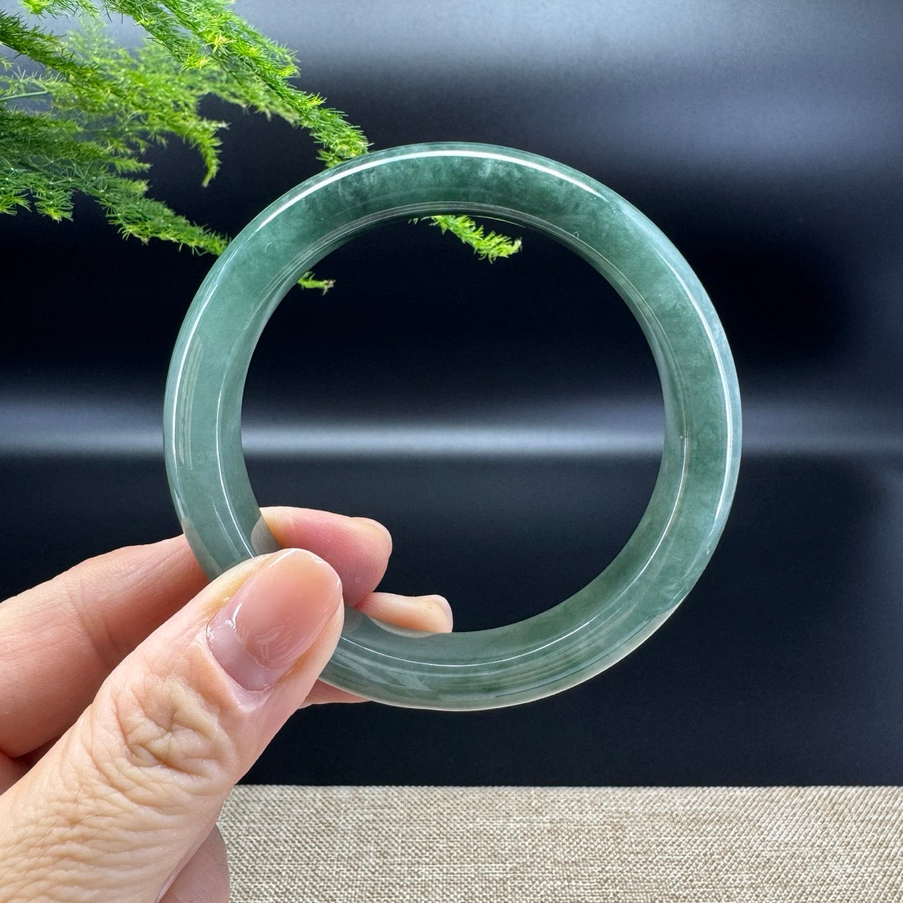 Genuine Burmese Oil Green Jade Jadeite Bangle Bracelet ( 58mm )