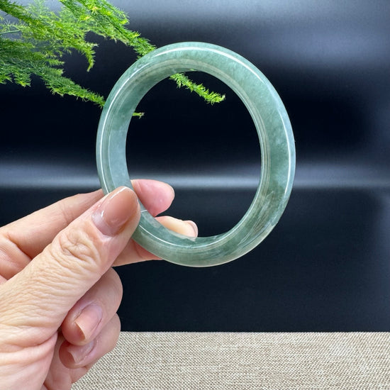 Genuine Burmese Oil Green Jade Jadeite Bangle Bracelet ( 58.2mm )