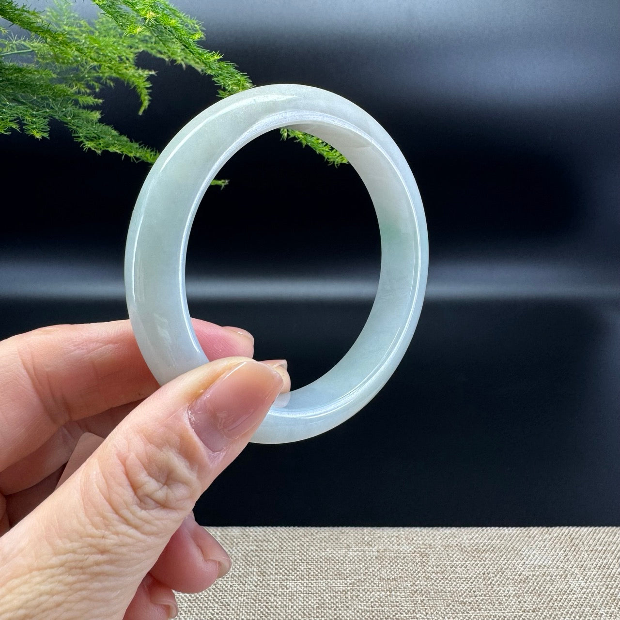 Genuine Burmese Lavender Green Jade Jadeite Bangle Bracelet ( 58.8mm )