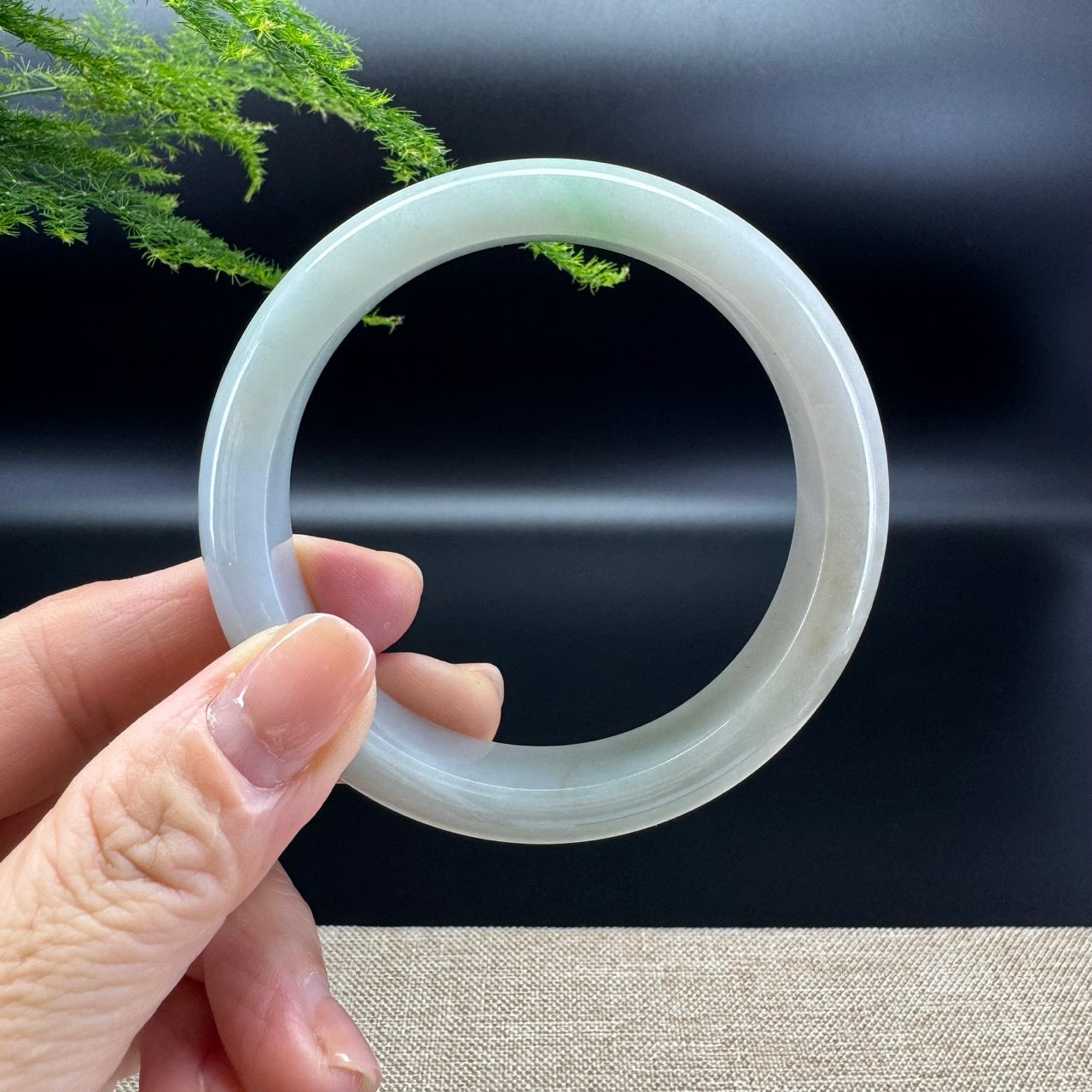 Genuine Burmese Lavender Green Jade Jadeite Bangle Bracelet ( 58.8mm )