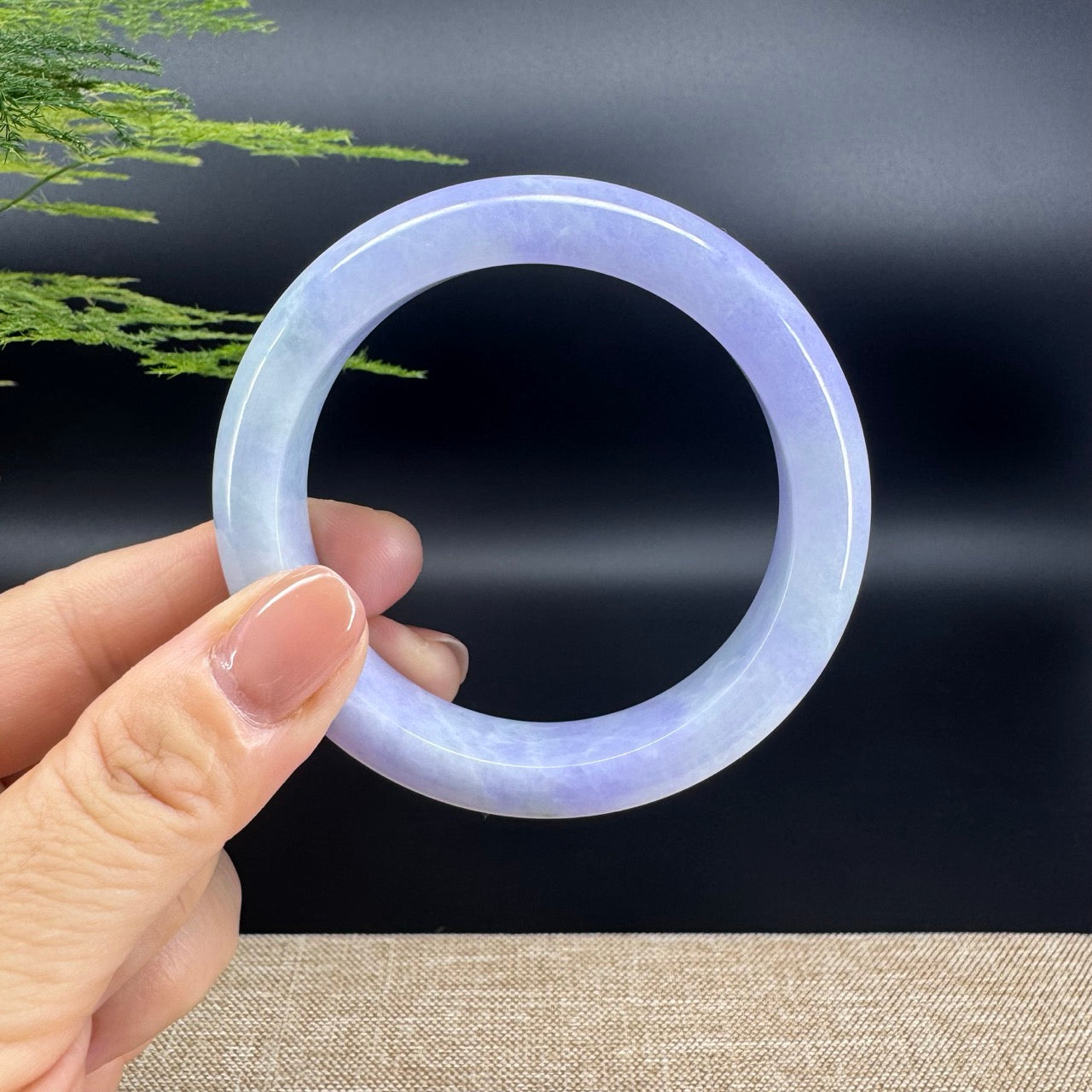 Genuine Burmese Lavender Green Jade Jadeite Bangle Bracelet (56.5mm)