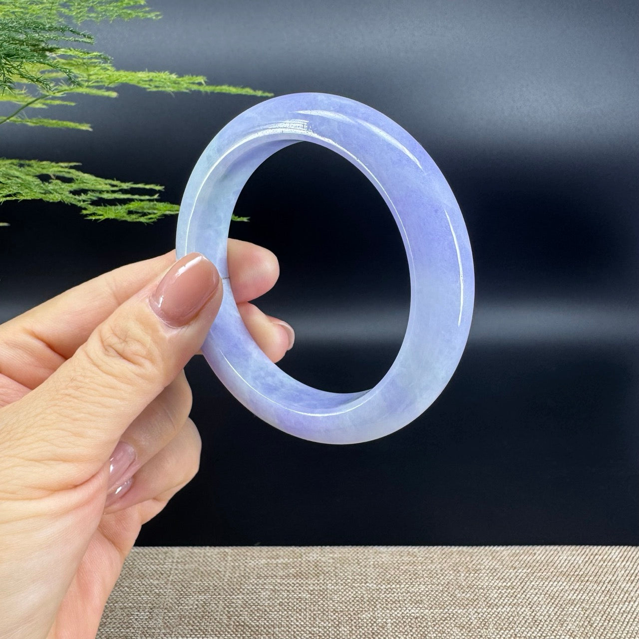 Genuine Burmese Lavender Green Jade Jadeite Bangle Bracelet (56.5mm)
