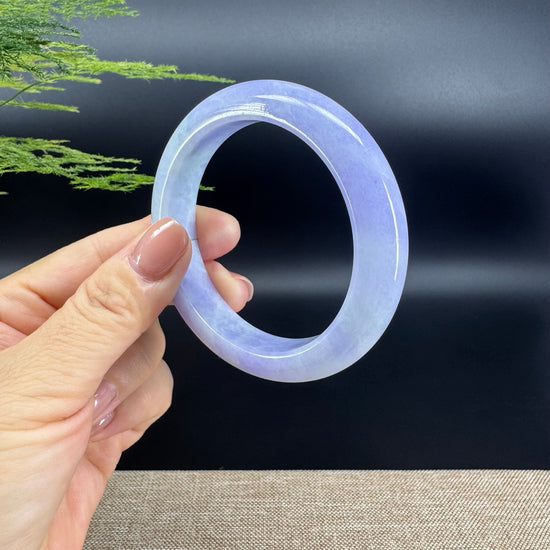 Genuine Burmese Lavender Green Jade Jadeite Bangle Bracelet (56.5mm)