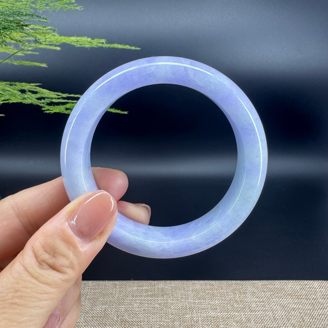 Genuine Burmese Lavender Green Jade Jadeite Bangle Bracelet (56.5mm)