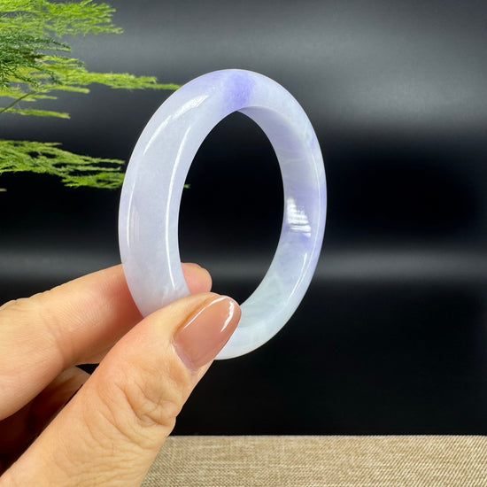 Genuine Burmese Lavender Green Jade Jadeite Bangle Bracelet (56.6mm)