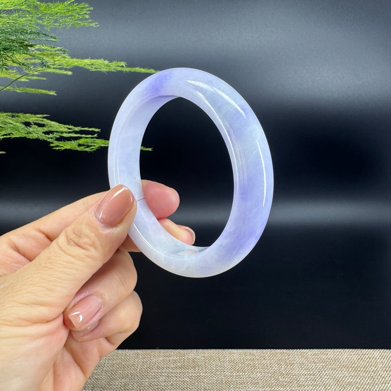Genuine Burmese Lavender Green Jade Jadeite Bangle Bracelet (56.6mm)