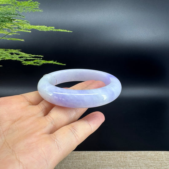 Genuine Burmese Lavender Green Jade Jadeite Bangle Bracelet (56.6mm)