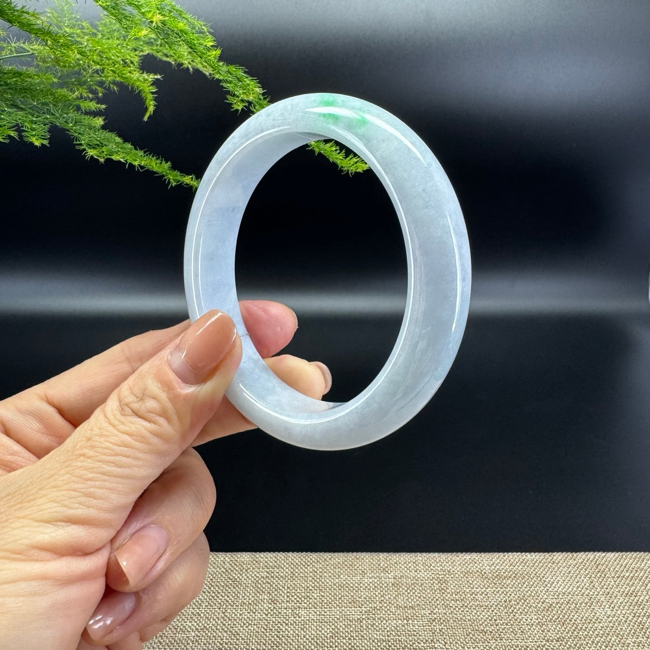 Genuine Burmese lavender Green Jadeite Jade Bangle Bracelet ( 58.3mm)