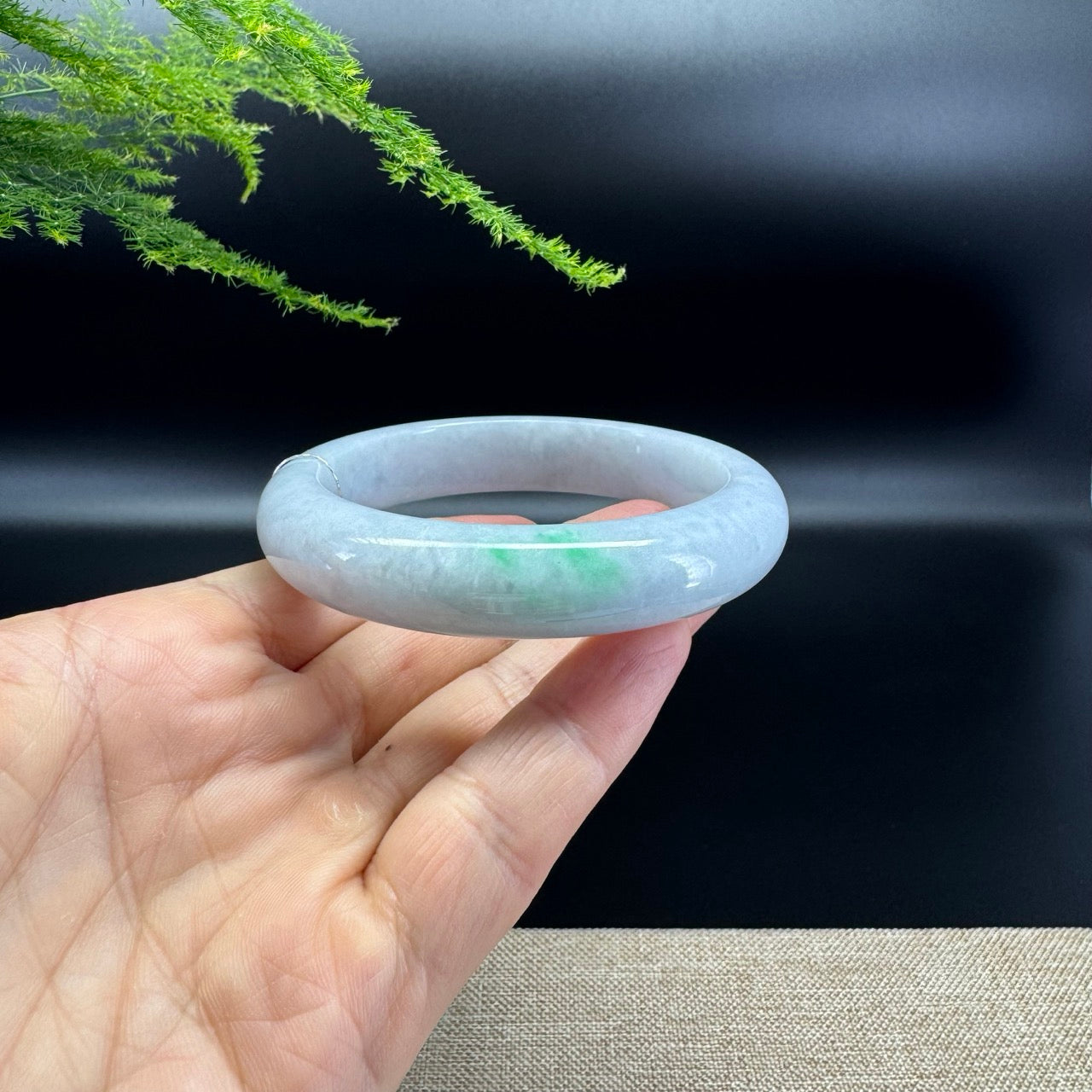 Genuine Burmese lavender Green Jadeite Jade Bangle Bracelet ( 58.3mm)