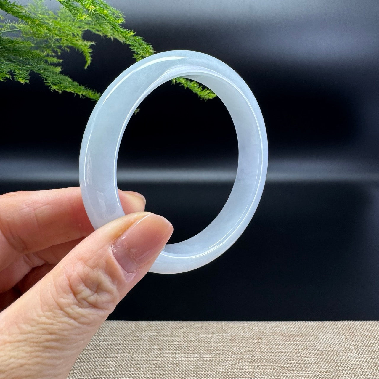 Genuine Burmese Lavender Green Jade Jadeite Bangle Bracelet ( 58.8mm )