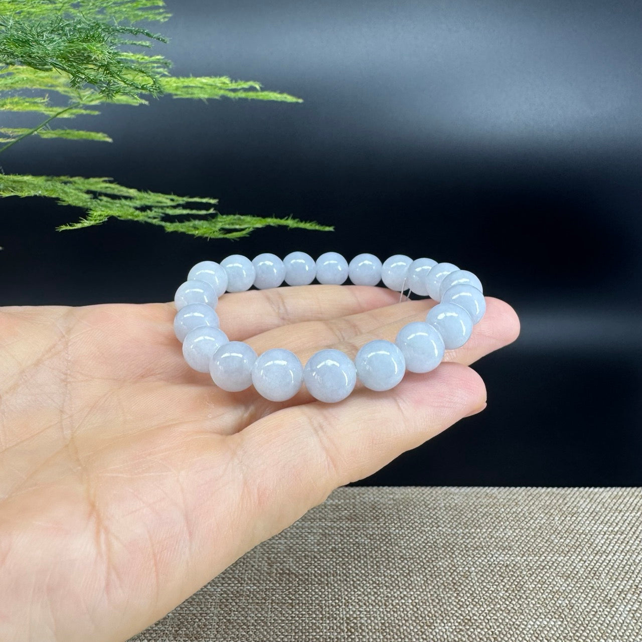 Jadeite Jade 9 mm Round Lavender Beads Bracelet ( 9 mm )