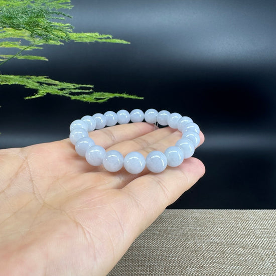 Jadeite Jade 9 mm Round Lavender Beads Bracelet ( 9 mm )