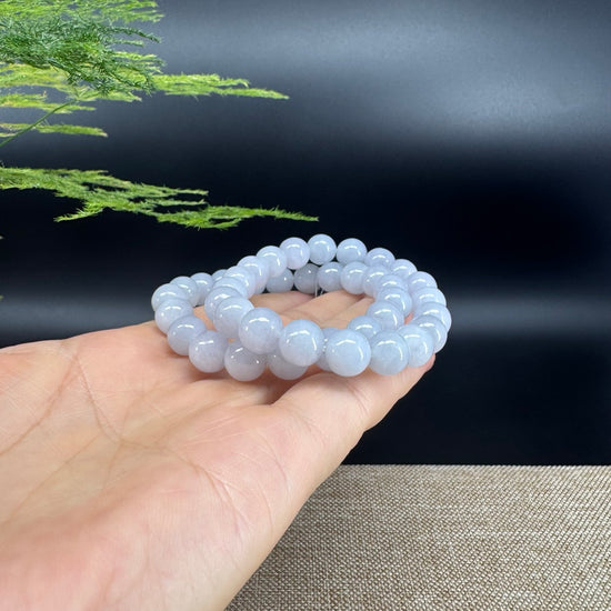 Jadeite Jade 9 mm Round Lavender Beads Bracelet ( 9 mm )
