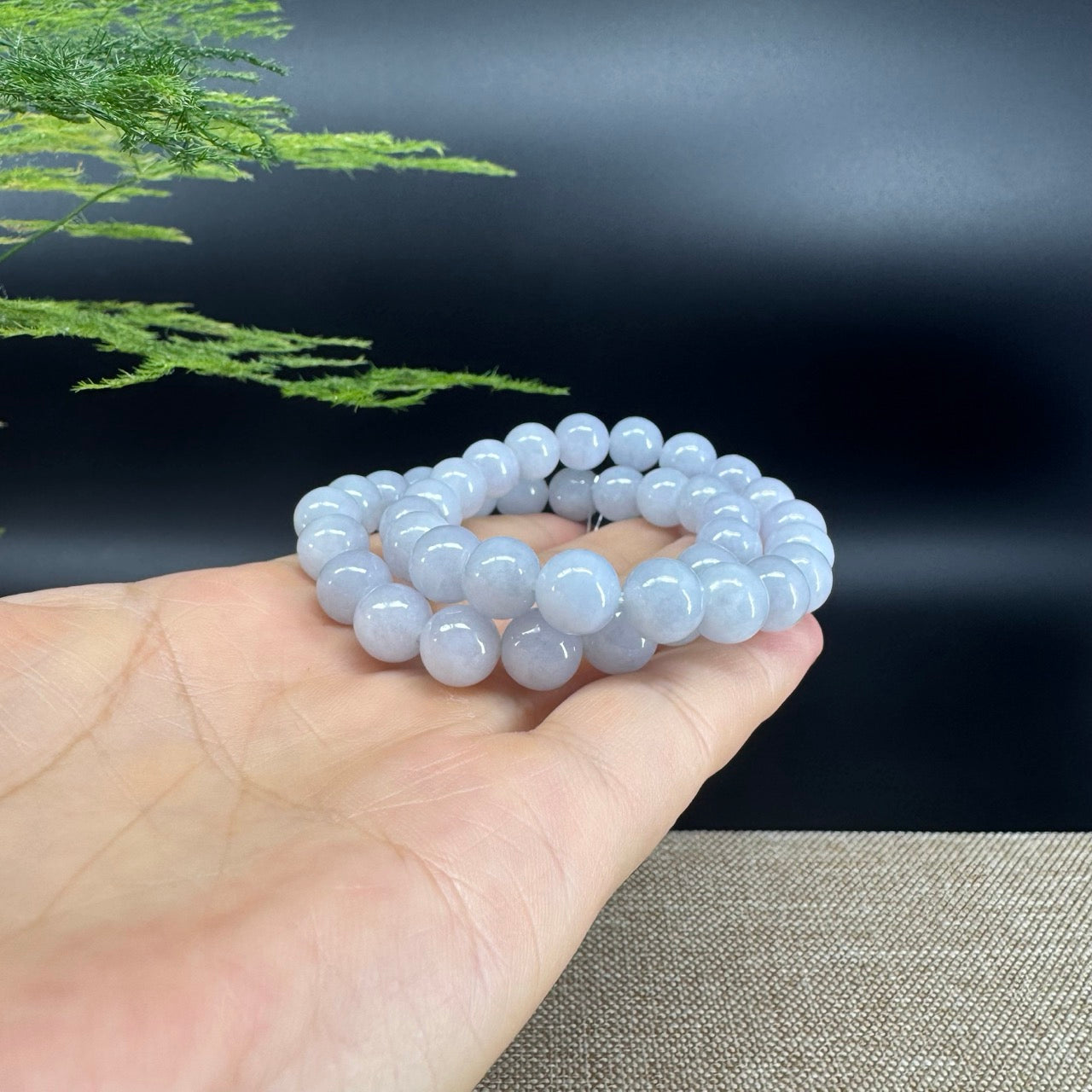 Jadeite Jade 9 mm Round Lavender Beads Bracelet ( 9 mm )