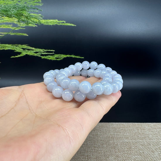 Jadeite Jade 9 mm Round Lavender Beads Bracelet ( 9 mm )