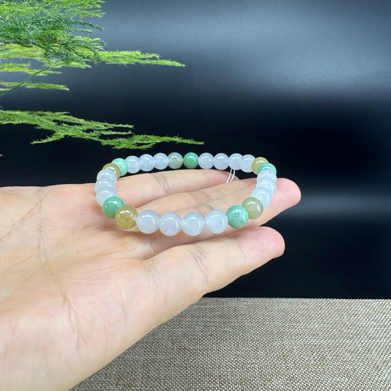 RealJade® Co. Genuine Jadeite Jade Round Multiple Colors Beads Bracelet (7.3 mm)