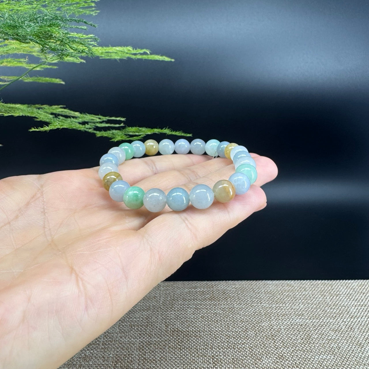 Natural Jadeite Jade Round Multi-Colors Beads Bracelet ( 7.5 mm )