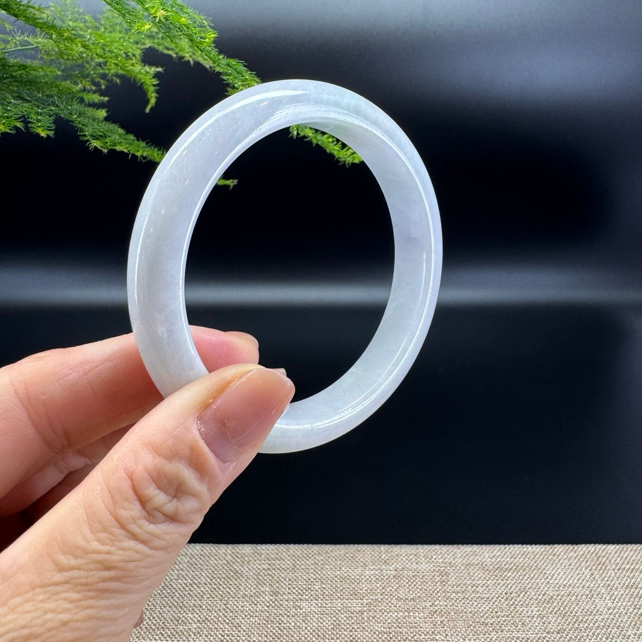 Genuine Burmese Lavender Green Jade Jadeite Bangle Bracelet ( 58.6mm )