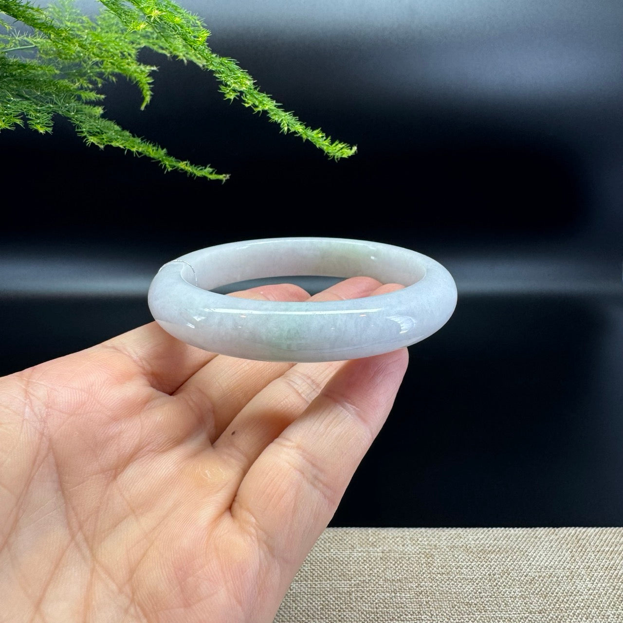 Genuine Burmese Lavender Green Jade Jadeite Bangle Bracelet ( 58.6mm )