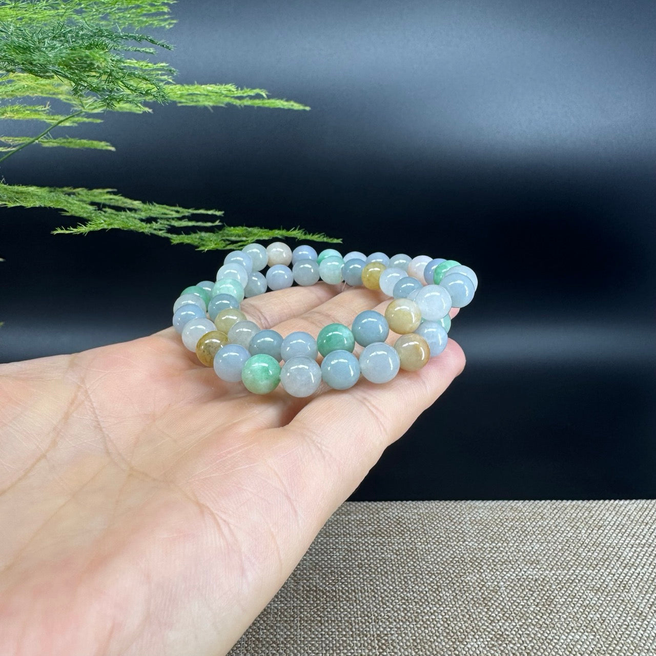 Natural Jadeite Jade Round Multi-Colors Beads Bracelet ( 7.5 mm )