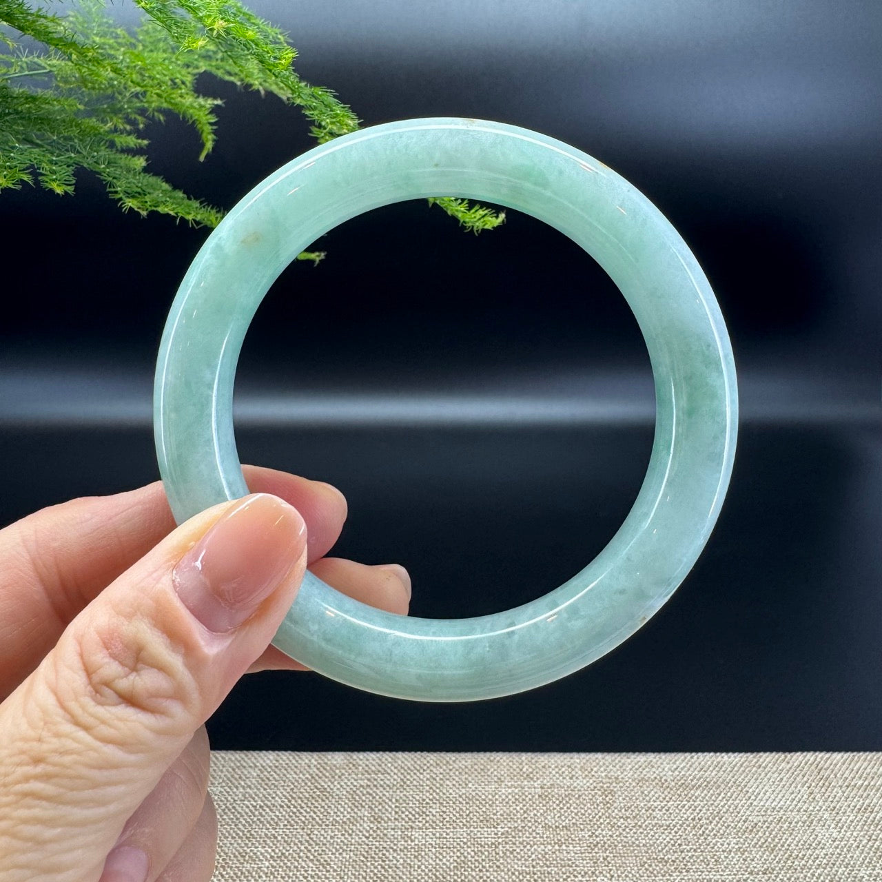 Genuine Burmese Green Jade Jadeite Bangle Bracelet (58.4mm)