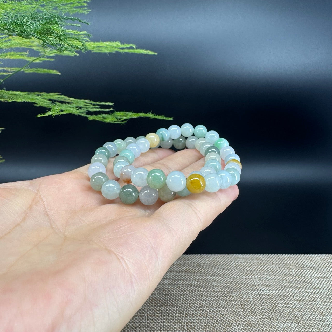 RealJade® Co. Genuine Jadeite Jade Round Multi-Colors Beads Bracelet (7.5mm)