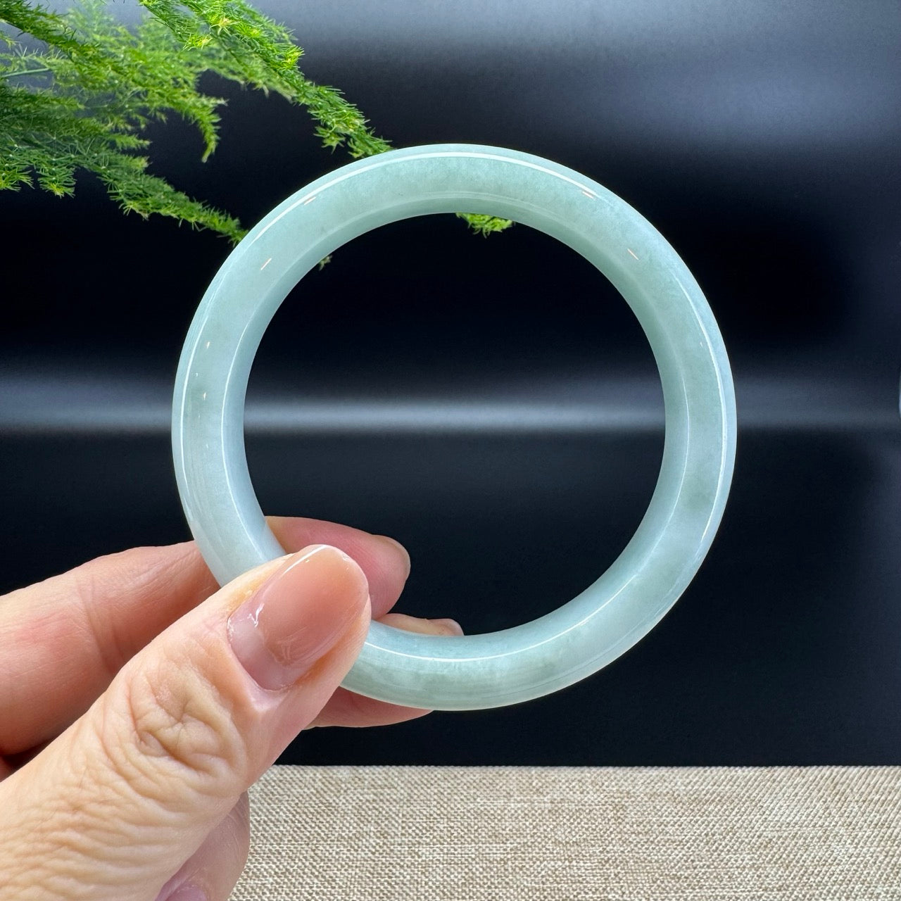 Genuine Burmese Apple Green Jade Jadeite Bangle Bracelet ( 58.5mm )