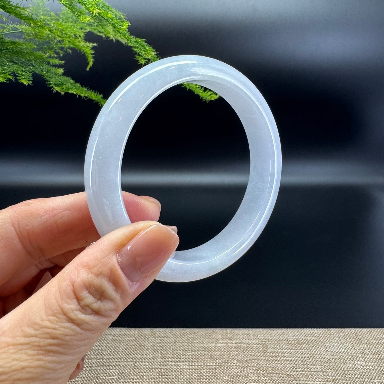 Genuine Burmese Lavender Green Jade Jadeite Bangle Bracelet ( 58.8mm )